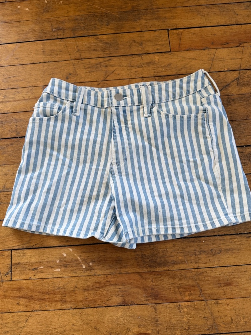 Women’s Blue and White Stripped Denim Shorts Size 2/26R Universal Threads